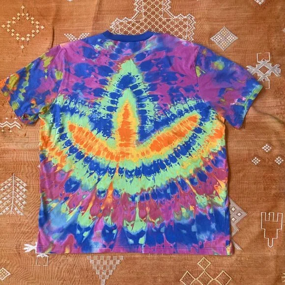 Adidas Originals Tie-Dye Trefoil Logo T-Shirt – Rainbow Spiral, Size 2XL - Picture 5 of 5